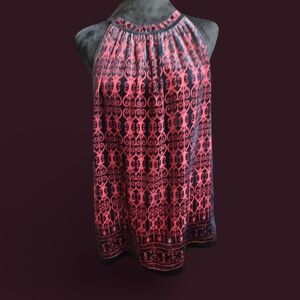 NWT Max STUDIO Red and Black Jacqueart VelvetHalter Top MED